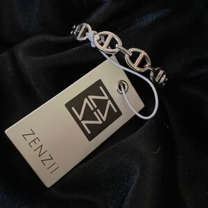 ZENZII Oval Link Cuff Bracelet Silver Tone NWT